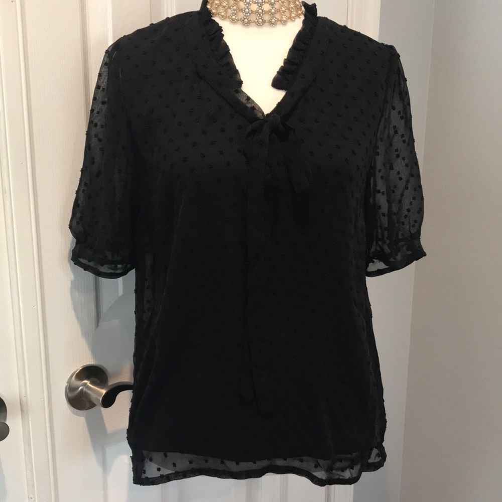 Black sheer blouse with dots